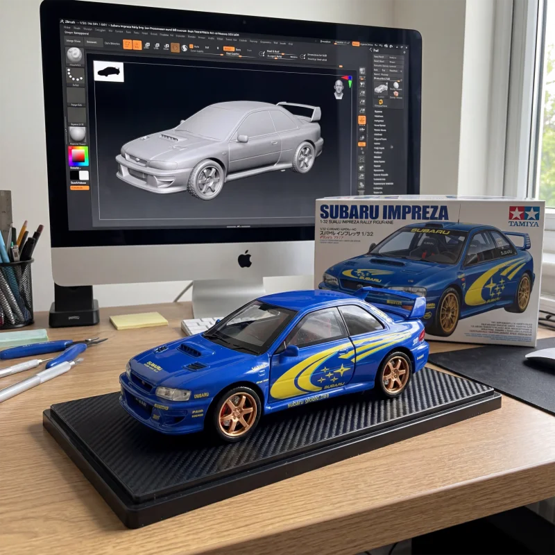 1:32 Impreza STI Modellauto Sportwagen aus Legierung Druckguss Supercars Simulation mit Öffnenden Innentüren Rückziehfunktion Geburtstagsgeschenke