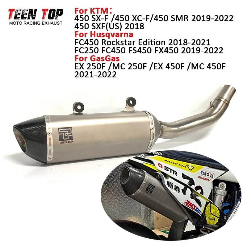 

Titanium Alloy Motorcorss Exhaust Pipe For GasGas MC250F MC450F EX250F EX450F Slip-on Exhaust Muffler Elbow Escape Moto Exhaust