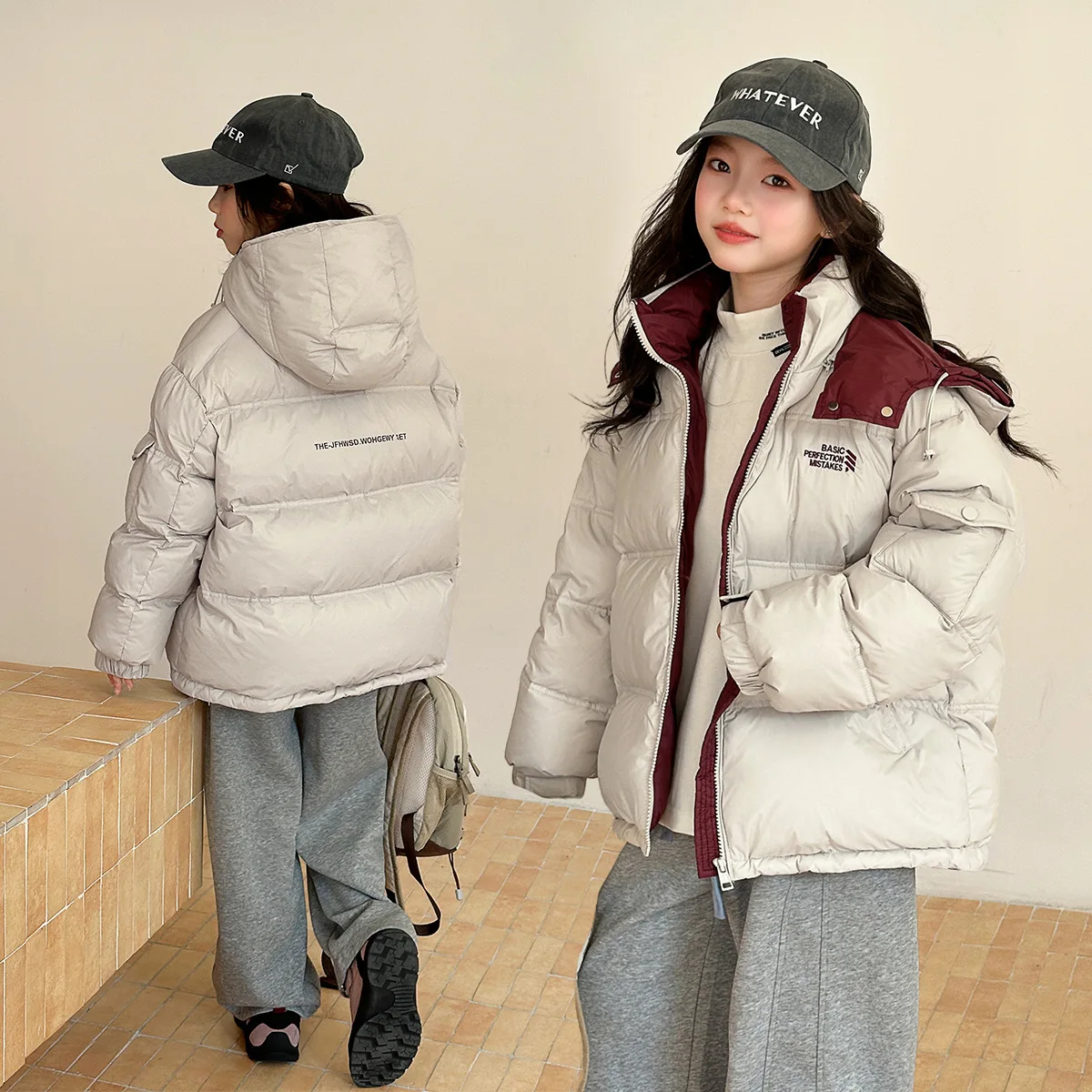 RAISE Winter Children Girls Parkas 4-14Yrs Teens Girls Thick Warm Padded Outwear Coat Loose Zipper Hooded Jacket for Junior Girl