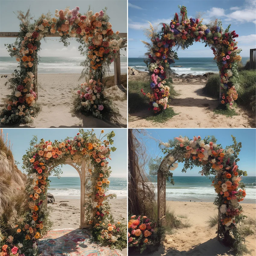 Mehofond Photography Background Boho Beach Archs Floral Adult Birthday Wedding Maternity Portrait Decor Backdrop Photo Studio