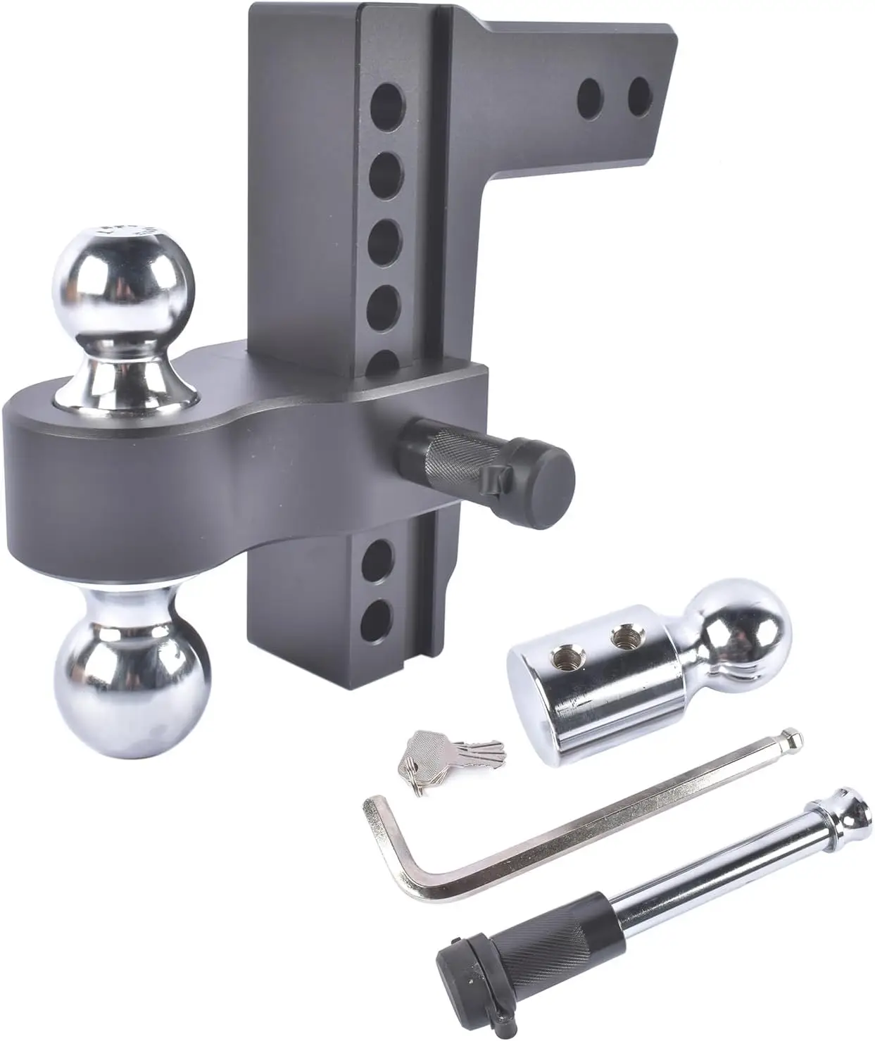 

Черная регулируемая сцепка прицепа подходит для приемника 2,5 дюйма | 8-дюймовый сверхмощный алюминиевый капельный сцепь с откидной/подъемником | Буксирный сцепч 18500 фунтов GTW | Трой-