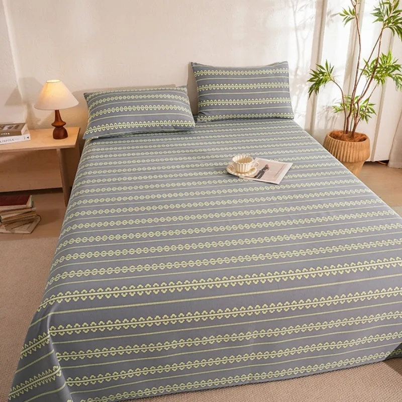 Soft Skin-Friendly Raw Cotton Coarse Cloth Bedding Set | 3-Piece Cooling Mat Bed Sheet Set for Summer