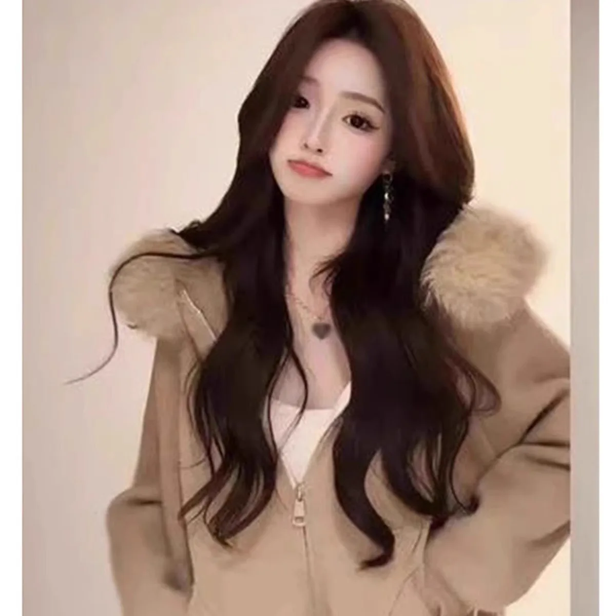 

2025 Temperament Fur Collar Hooded Sweater Jacket Women's Autumn and Winter New High-end Fashion Lazy Knitted Cardigan Top