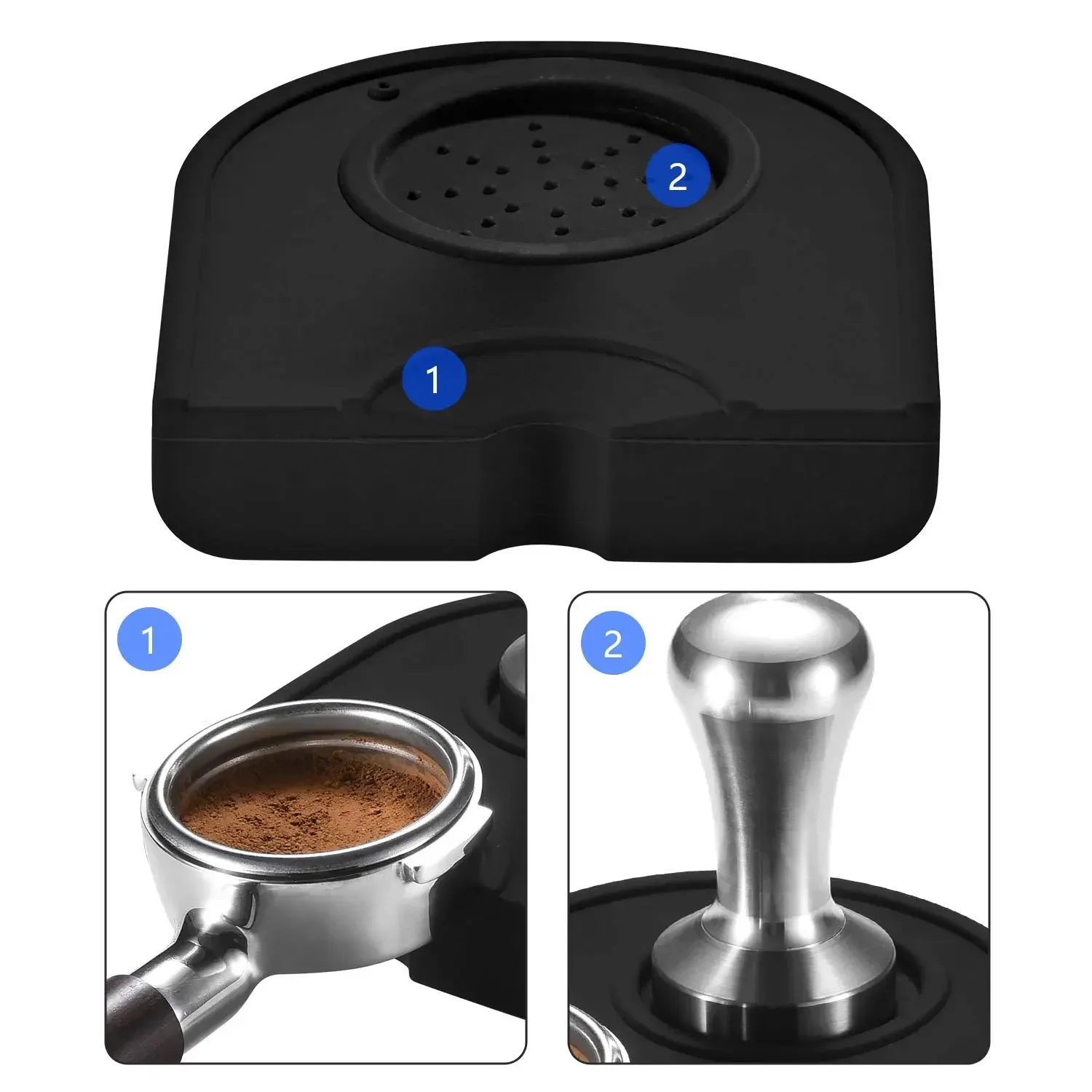 Silicone Gel Coffee Tamper Mat, Espresso Silicone Tamper Mat, Silicone Tamping Pad for Barista Tool Home Kitchen Bar Coffee Shop