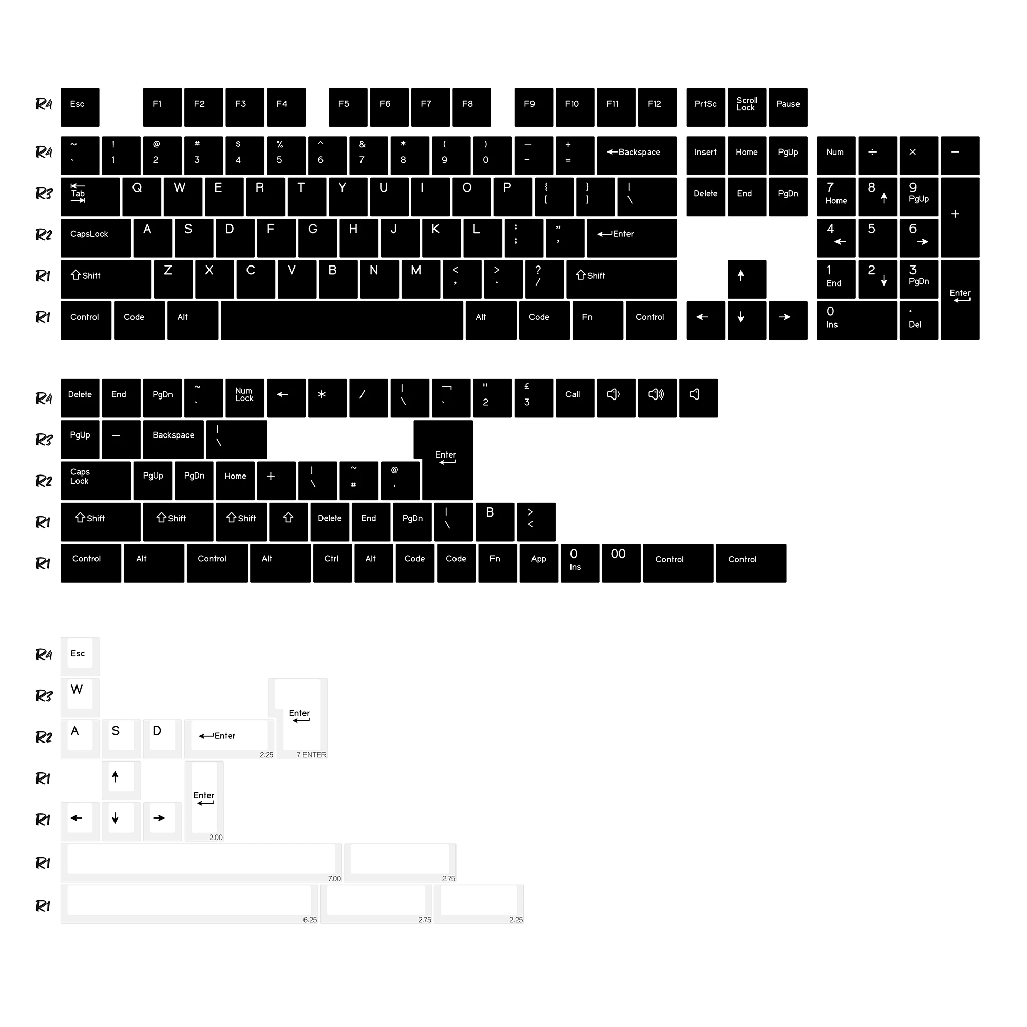 

Double Shot PBT Keycaps GMK WOB Retro Black And White Cherry Profile Keycap for MX Switches 60 Gamer Mechanical Keyboard Key Cap