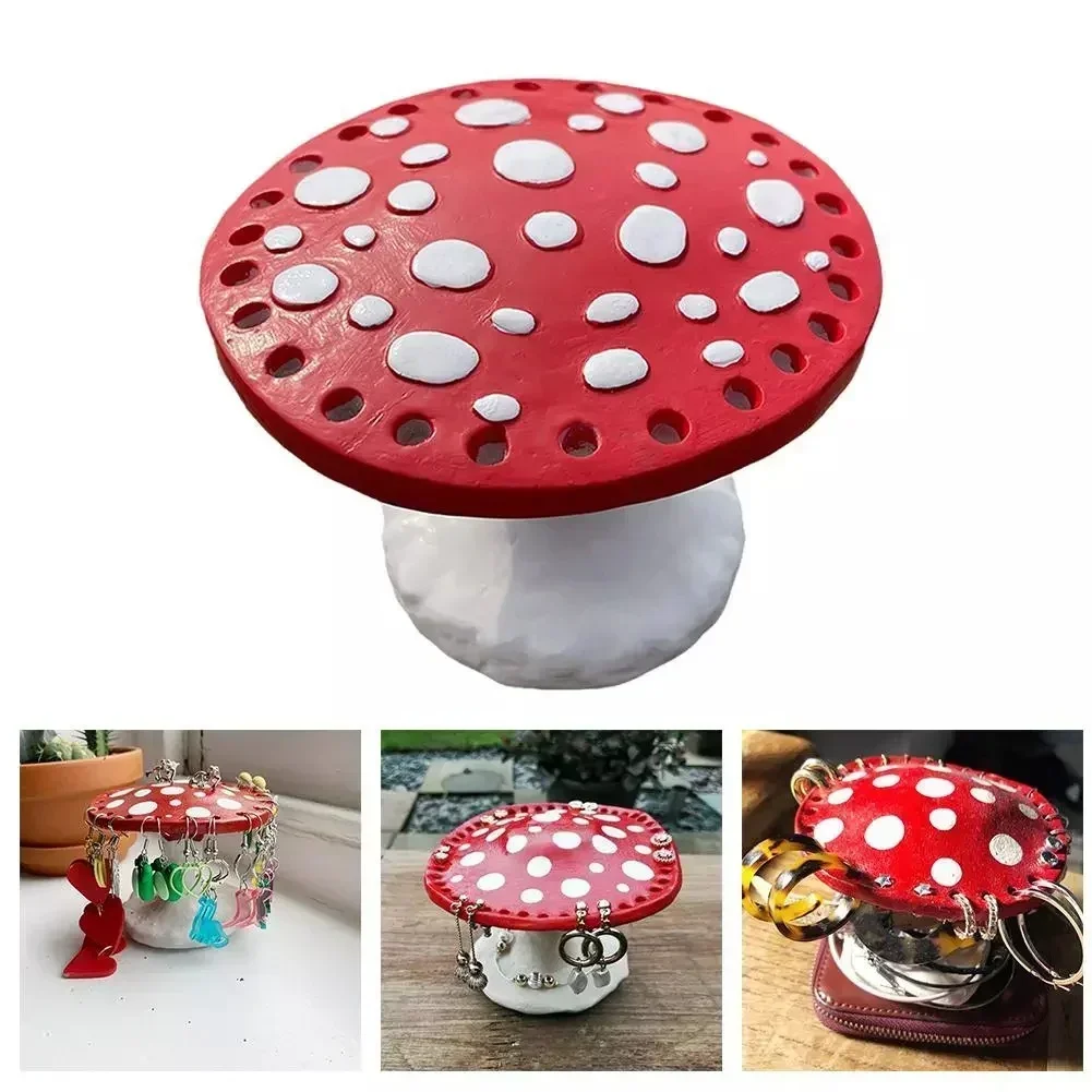 Fashion Mushroom Shape Earring Holder 26 Holes Earrings Storage Rack Display Rack Home Desktop Ornament Stand Resin Organizer