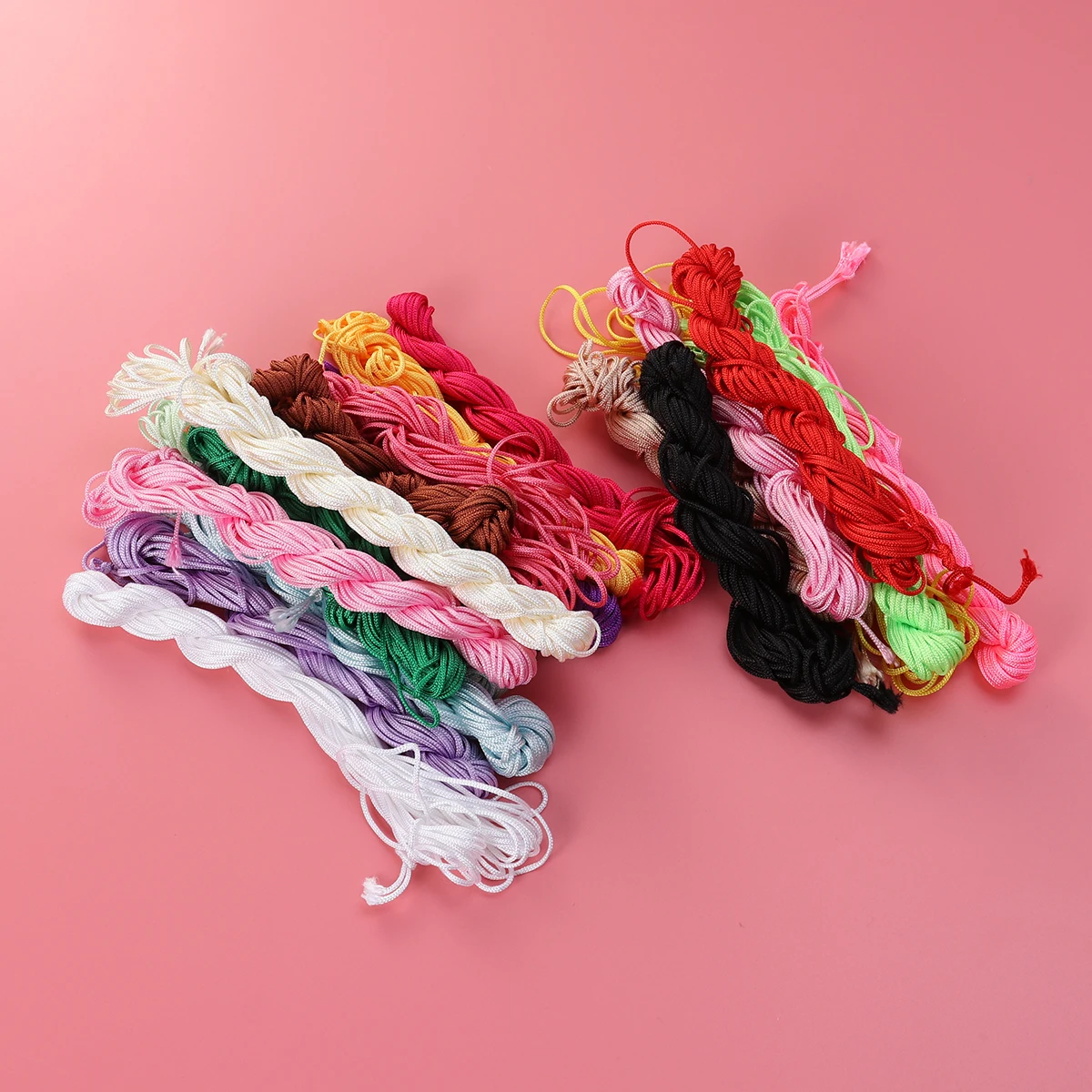 

20PCS 2 MM Multicolor Chinese Knot Braided Ropes Macrame Beads Cord Rattail Jade Lines for DIY Bracelet Necklace Jewelry Ring Fi