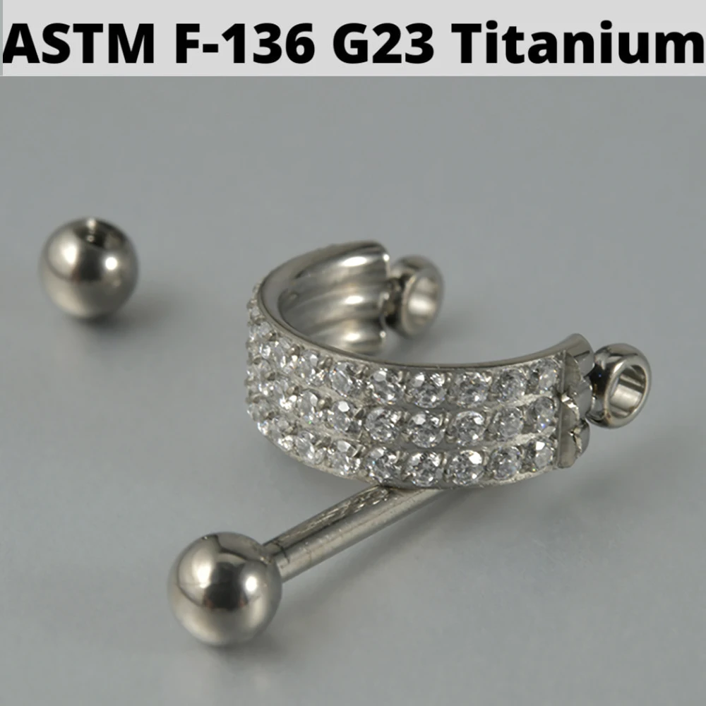 1PC G23 Titanium Cz Ear Cartilage Tragus Zircon Barbell Helix Earring Rook Sung Lobe Piercing Jewelry