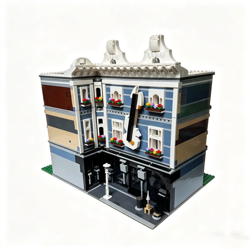3336pcs MOC Modular Buildings The Music Club Inverted Corner Assembly Square Alternate Modular Model Building Blocks 3D Display