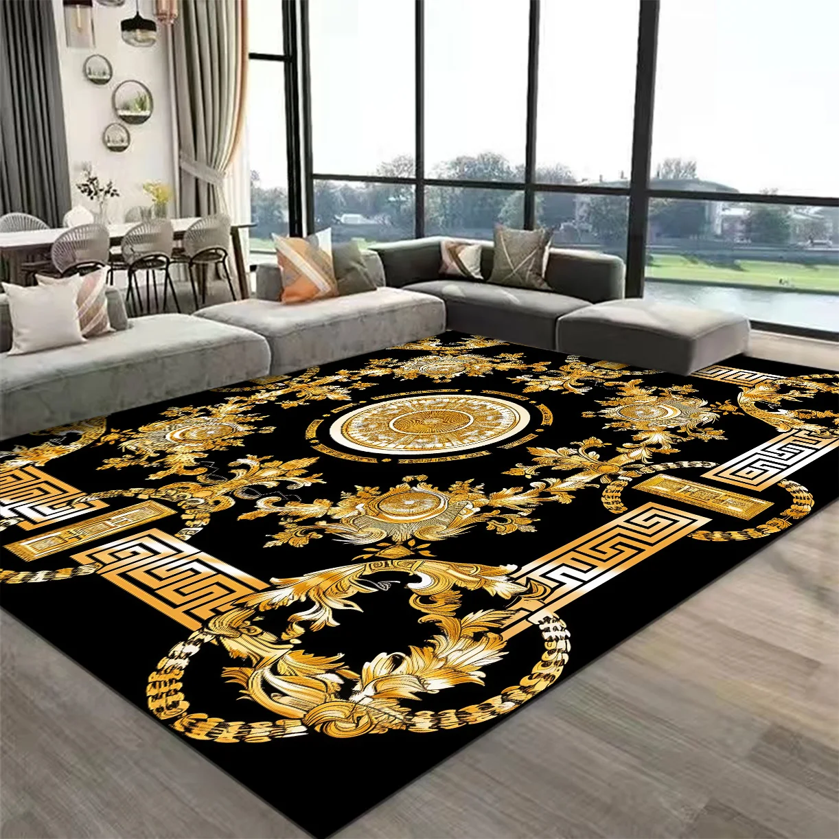 

Luxurious Gold Large Carpets for Living Room Europe and America Sofa Area Rug Decoration Bedroom Bedside Floor Mats Customizable