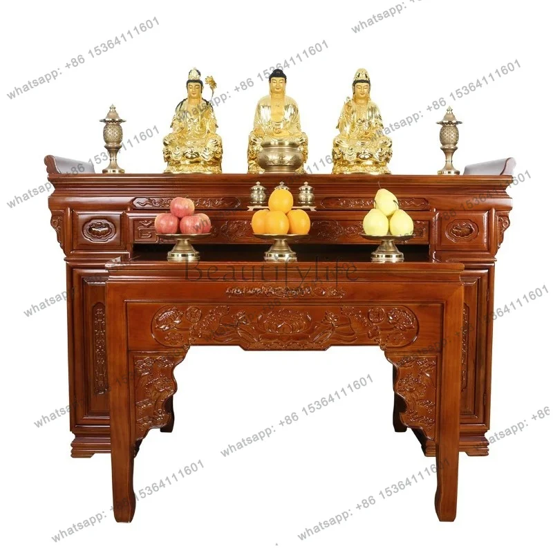 PG solid wood Buddha table for Taiwan household economical shrine rural Zhongtang God of Wealth offering platform