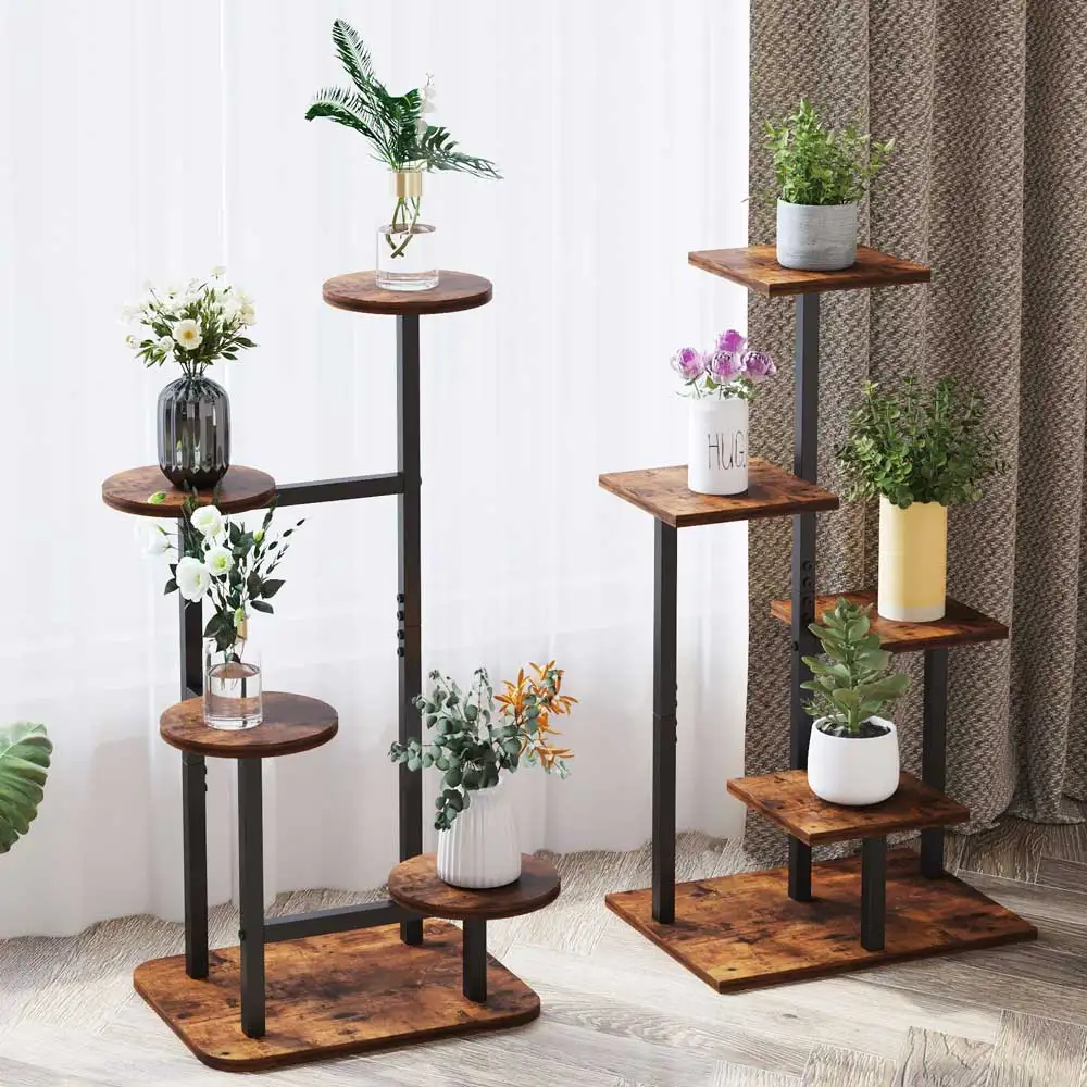 Wooden Multi-layer Plant Flower Rack Square/Circular Living Room Balcony Plant Tidbits Green Apple Chlorophytum Comosum Succulen