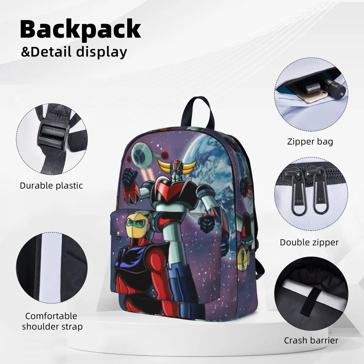 Ufo R-Robots G-Grendizers Backpack Goldorak Anime Manga Hiking Backpacks Women Custom Durable High School Bags Stylish Rucksack