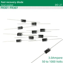 50 teile/los Fast-recovery-diode DO-27 FR301 FR302 FR303 FR304 FR305 FR306 FR307 50/100/200/400/600/800/1000 Volt 3,0 Ampere