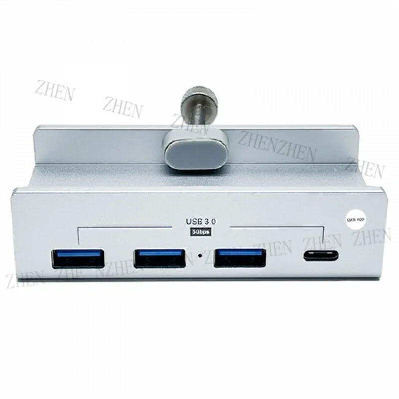 Y Y 4-Port USB Hub Clamp with 3 USB 3.0 Ports and 1 USB-C Port Adapter