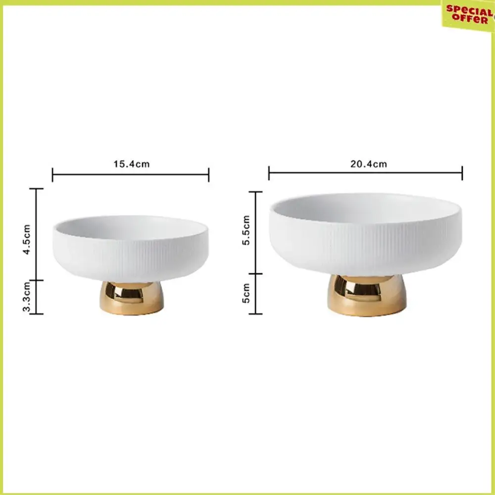 A34R  Plate Tall Feet Fruit Plate Round Salad Bowl Dessert Cake Pan Snack Tray Decorative Plates