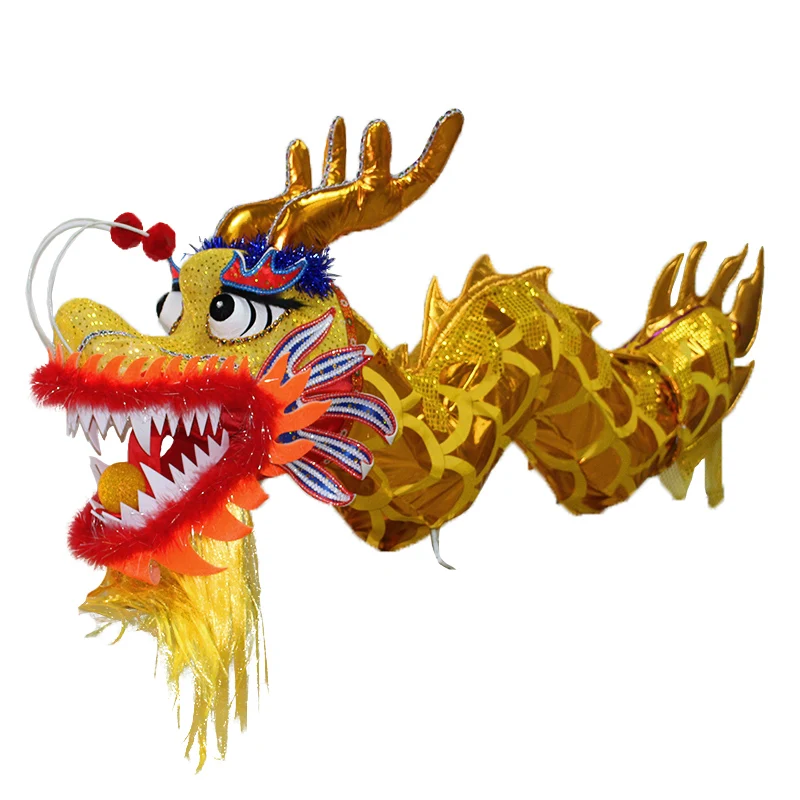 

Small Size Red Gold Chinese New Year LED Dragon and Lion Dance Costume Featuring a Dragon Lantern-for Cartoons