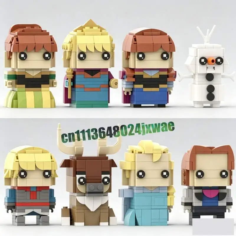 1257PCS Frozen Characters Brickheadz Collection Model MOC Custom Puzzle Building Blocks DIY Assembly Toy Creative Gift Display