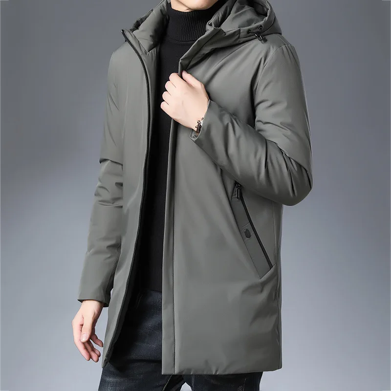 Men 2022 Winter Warm Thick Hooded Parkas Jacket Coat Male Fashion Warm Outwear Outfits Classic Big Pockets Parka Men Windproof