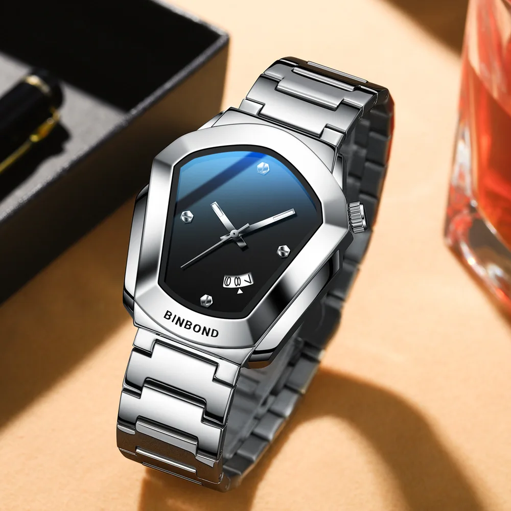 メンズ腕時計ビジネスハイエンド八角形ネジ付き防水男性ファッション時計クォーツ時計ギフト