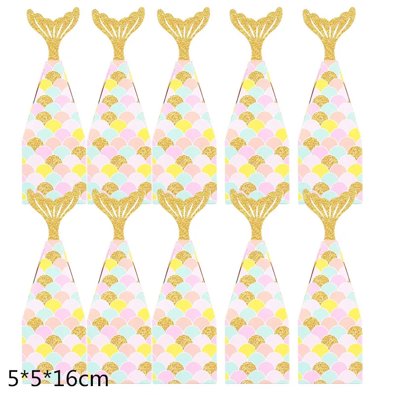 10Pcs Mermaid Tail Popcorn Boxes for Birthday Parties
