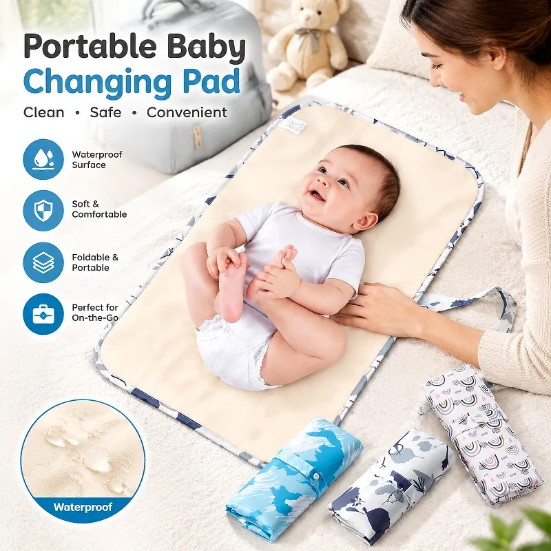 Foldable Baby Diaper Changing Pad Waterproof Portable Newborn Diaper Pad Durable Oxford Baby Diaper Sheet for Toddler