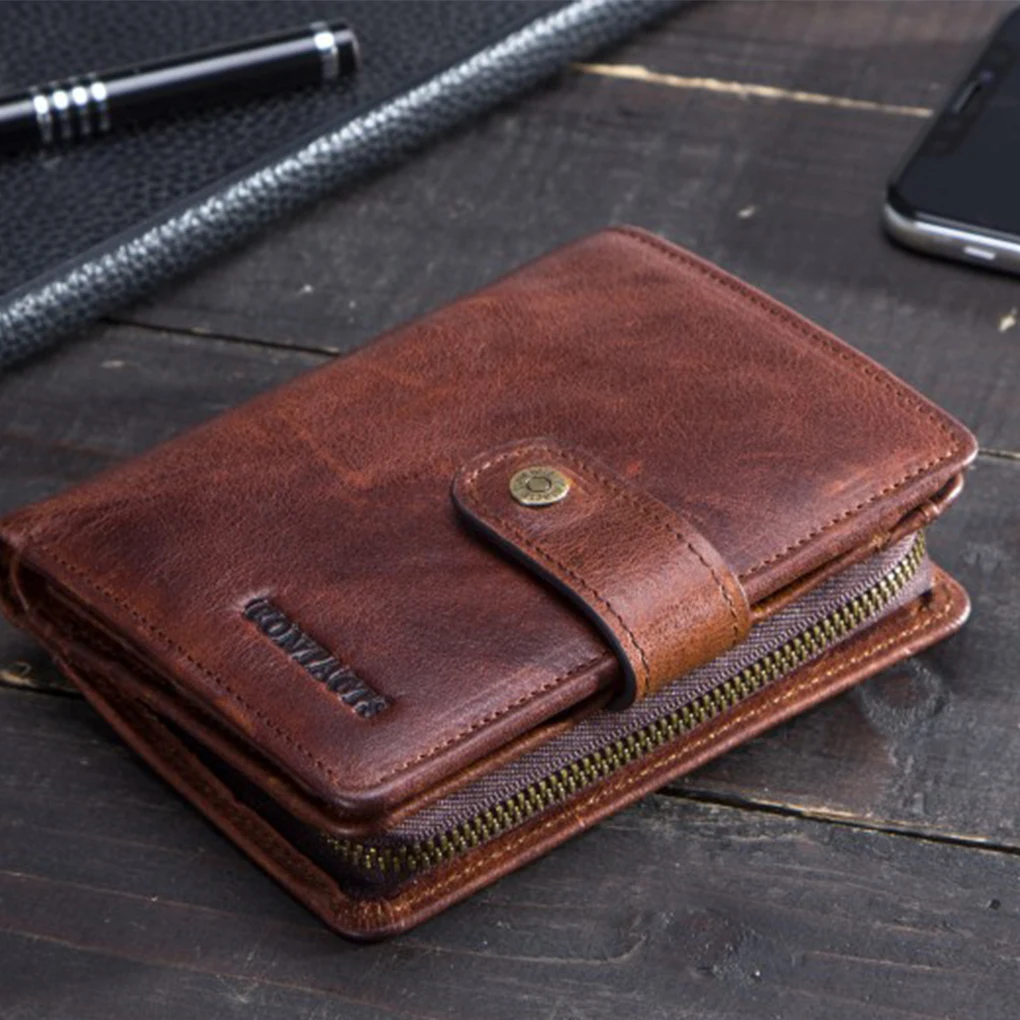 Stylish And Compact Wallet For Men Durable And Scratch-proof Good Hand Feeling Cowskin Men Wallet