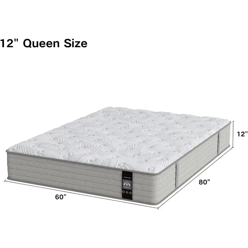 Mattress, 12 Inch Hybrid Mattress in a Box with Gel Memory Foam, Medium Firm, Edge Support