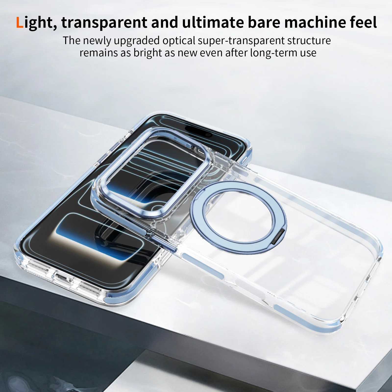 Magnetic Clear Phone Case for Apple iPhone 18 17 16 15 14 13 12 Pro Max Air Cases Shockproof 360°Rotatable Metal Bracket Cover