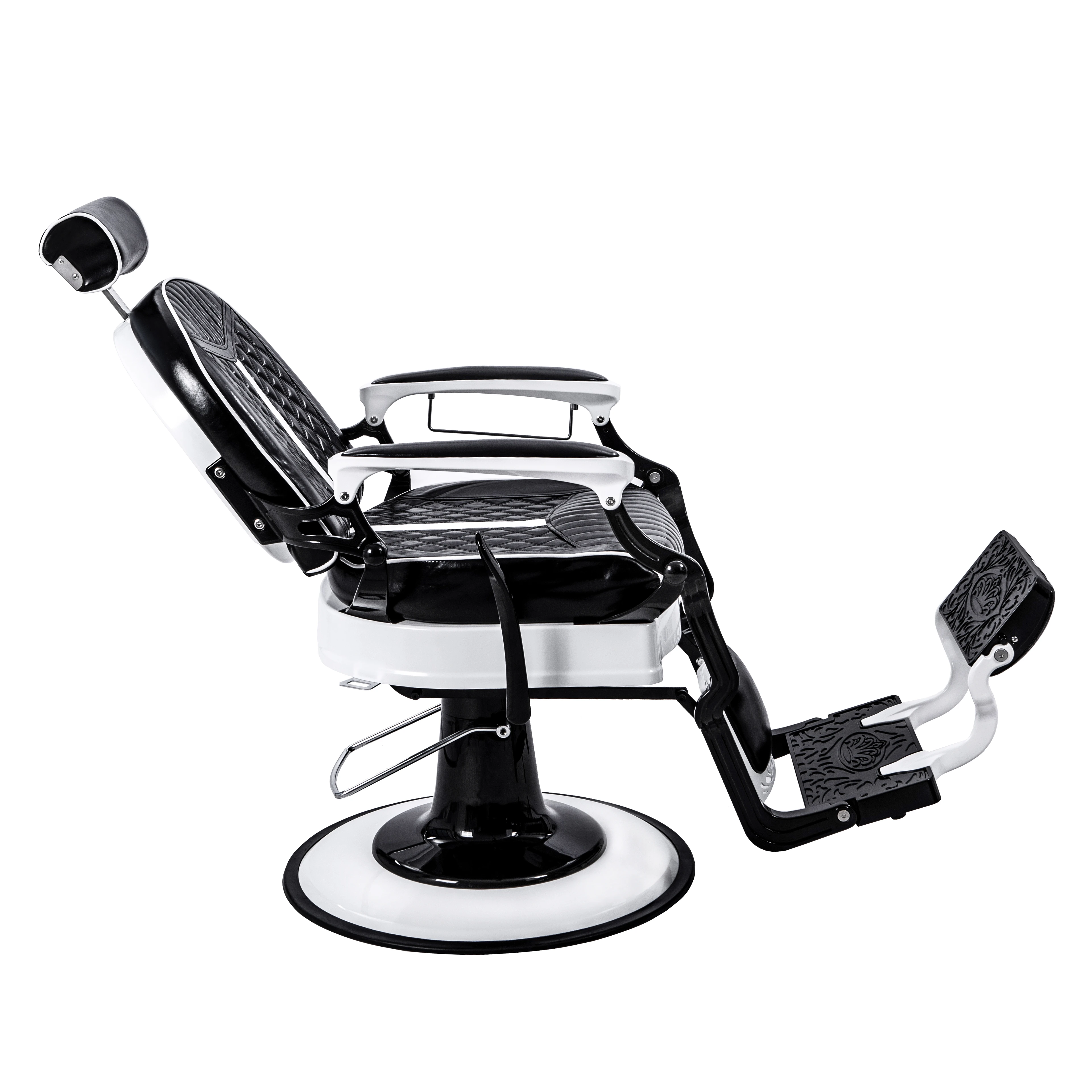 Reclining Heavy Duty Hydraulic Pump Barber Chair 360 Degree Rotation Modern Design PU Leather Black For Barber Shop Hair Salon