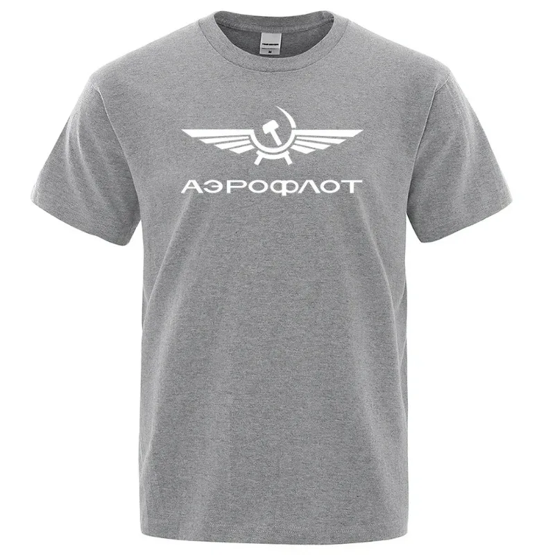 Aeroflot Aviation Russe Pilote Aerospace Aviateur T-Shirt Men Summer Cotton Short Sleeve Fashion Casual Clothes Oversize Tshirt