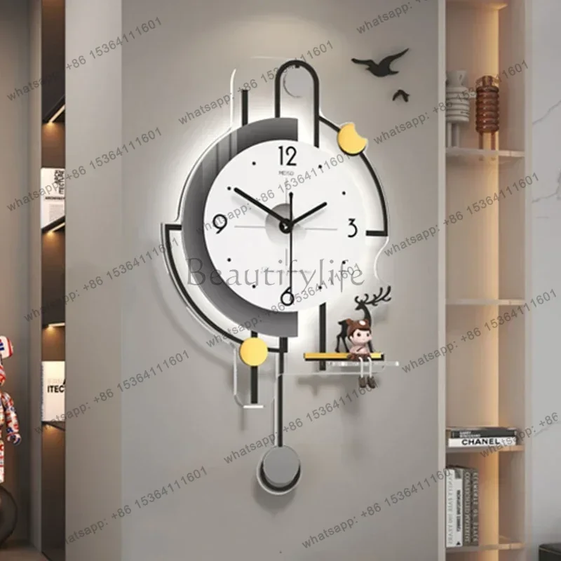 LJY Nordic Aesthetic Wall Clocks Modern Living Room Minimalist Living Room Wall Clock Unique Luxury Nixie Reloj Pared Furniture