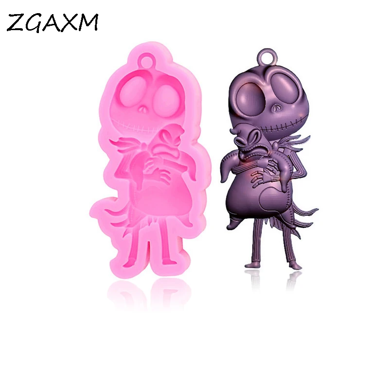 

LM 1164 - DIY cartoon chocolate fondant Mold Skeleton Mold keychain Flexible Push polymer clay Resin Halloween silicone Mold