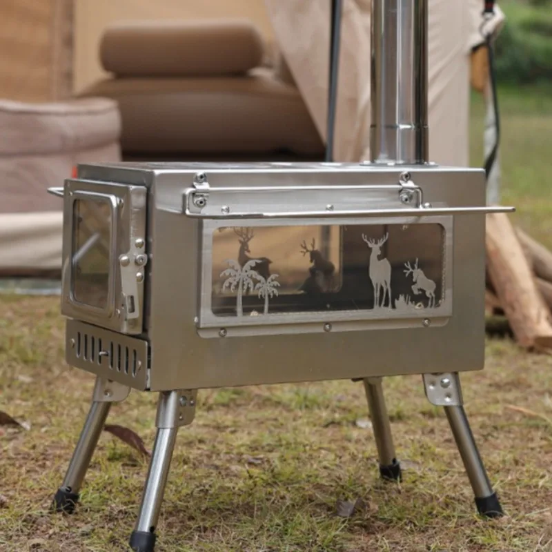 

Stainless Steel Wood-burning Stove Lightweight Domestic Large Capacity Foldable Burner Outdoor Funny Monster Camping Supplies
