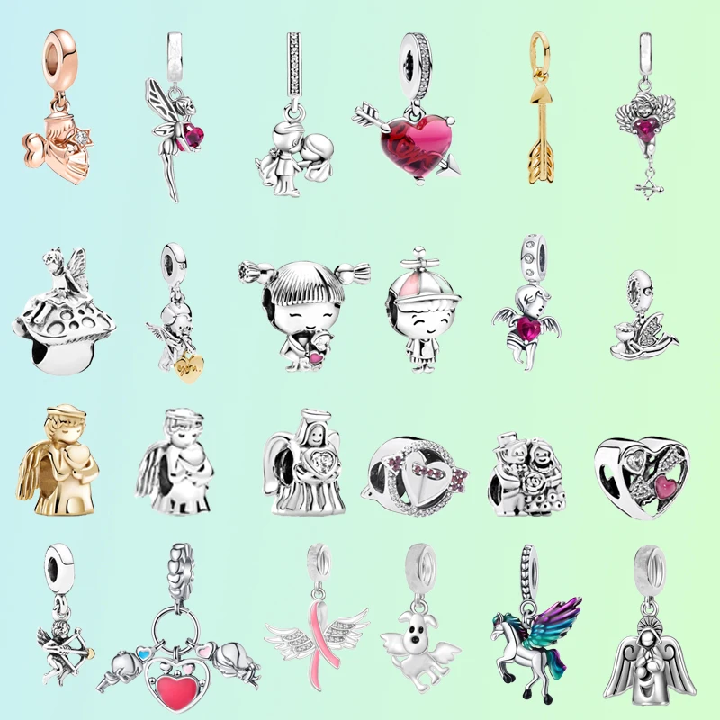 New Authentic Fine Lucky Cupid's Arrow of Love Angel Blessing Charm Beads Fit Original 925 Silver Pan Bracelet DIY Women Jewelry