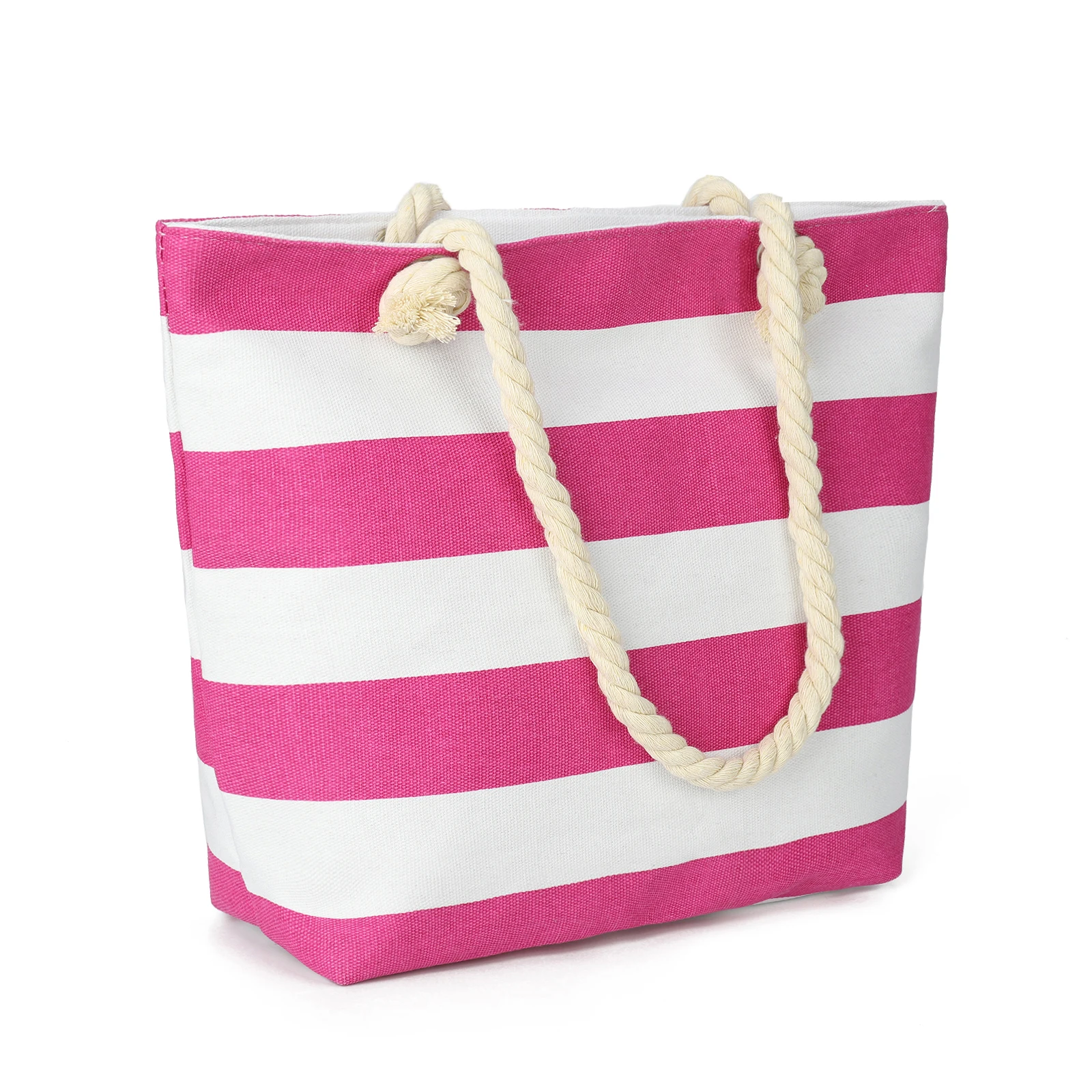 New Beach Tote Bag Fashion Women Canvas Summer Large Capacity Striped Shoulder Bag Tote Handbag Shopping Shoulder Bags