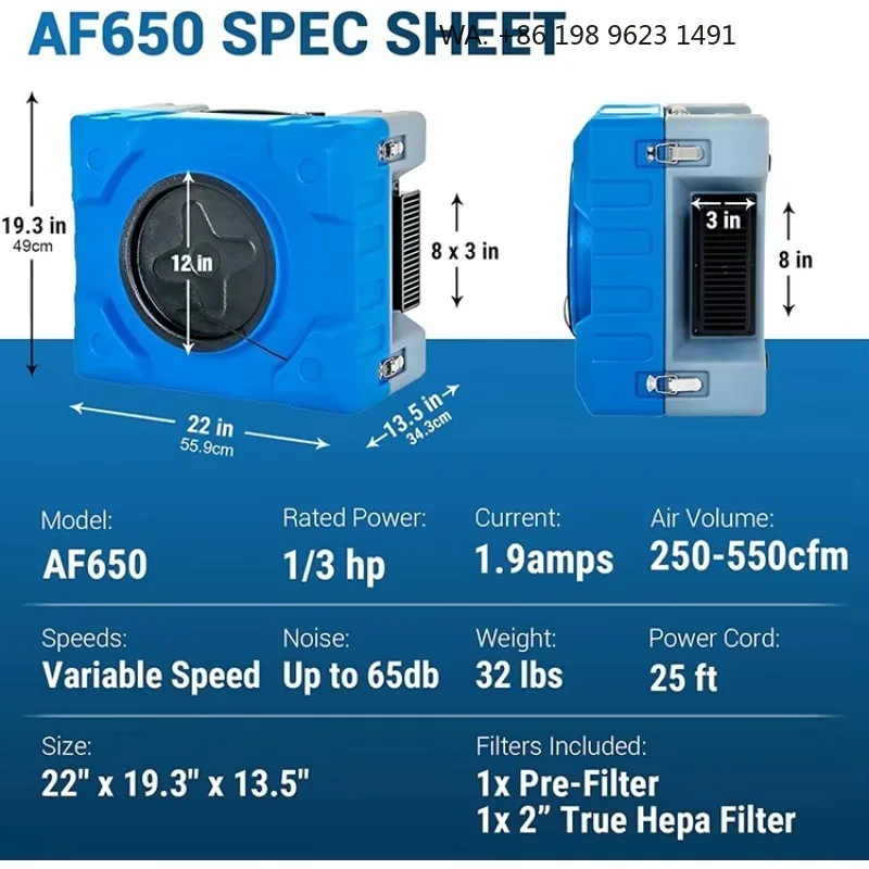 Wholesale 500CFM Industrial HEPA Air Scrubber Water Restoration Site Cleaner Mold Moisture Removal Purification Device
