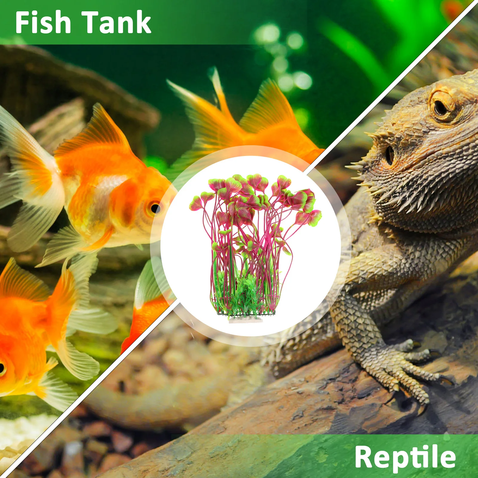 

2Pcs Heart Shape Plastic Aquarium Plant Decorations Fish Tank Landscape Prop Fake Grass Accessories for Pets Fake Grass Decor