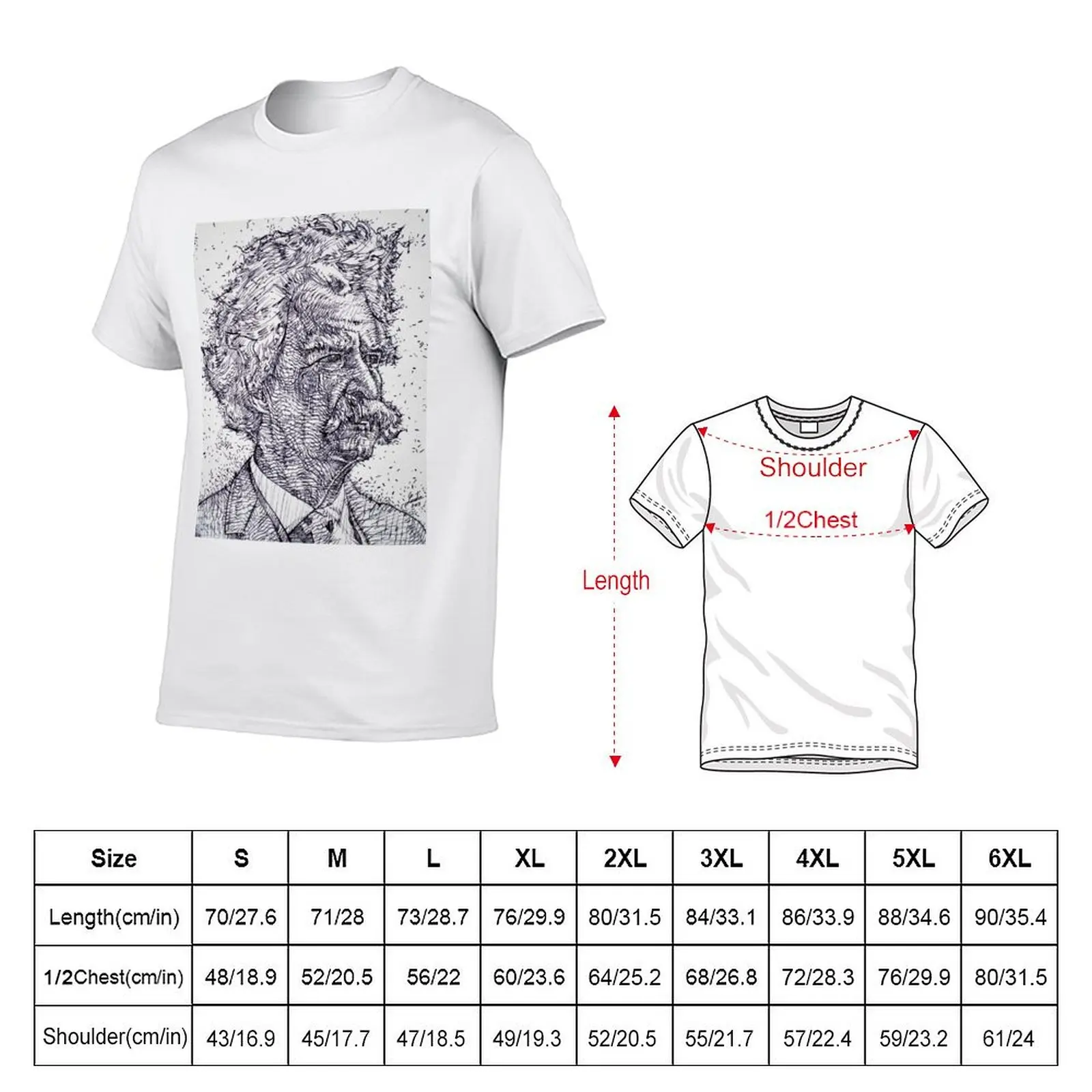 MARK TWAIN - ink portrait .1 T-Shirt t shirt men 100% cotton luxury brand graphic t shirts for man