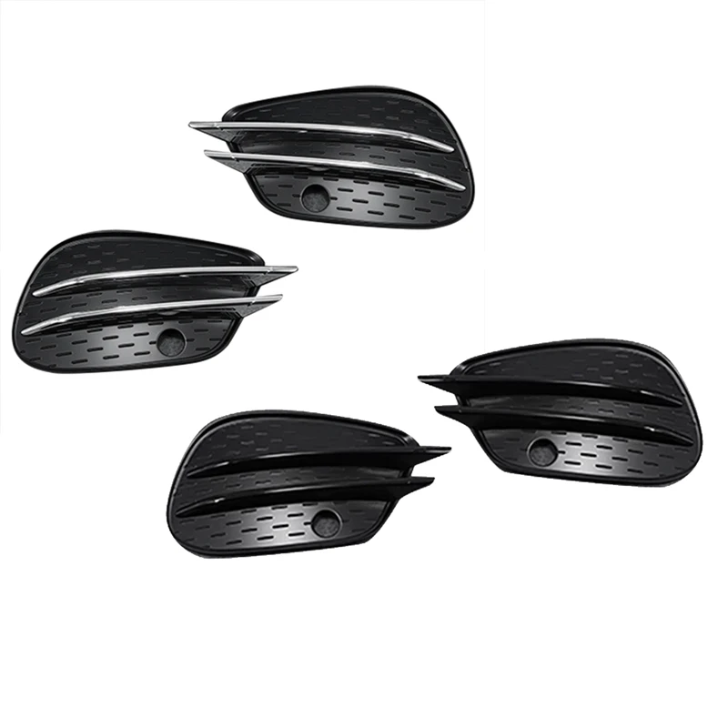 

1Pair Front Bumper Fog Lamp Air Knife Trim Cover For Mercedes Benz GLE GLS W166 X166 2015-2019 Chrome Splitter Grille Parts