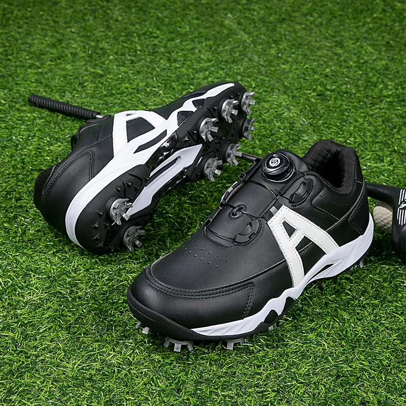 Men Golf Shoes Waterproof Sports Shoes Rotating Buckles Anti-slip Sneakers Multifunctional Golf Trainers