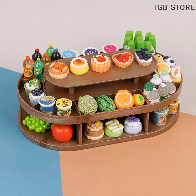 1Pcs Miniature Fruit Display Rack Dessert Stand Beverage 1:12 Dollhouse Supermarket Model Decor Toy Doll House Accessories