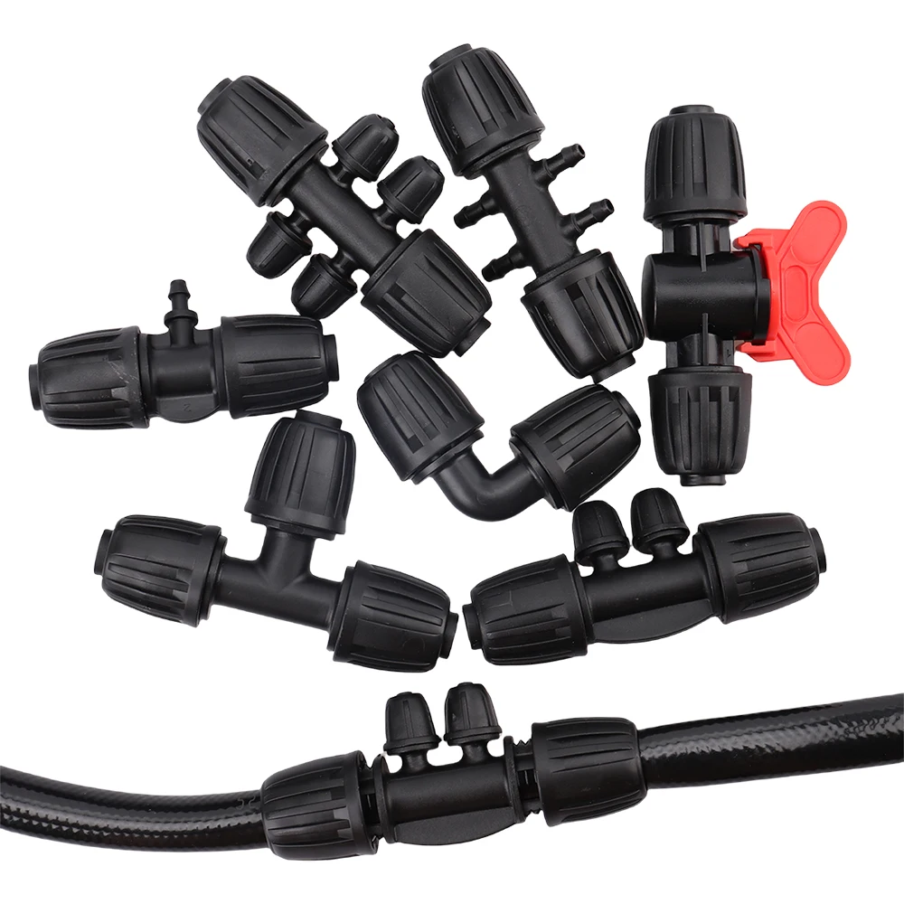 5Pcs 16mm PE Pipe Barbed Tee Irrigation Fittings Drip-Proof 1/2'' to 1/4'' Water Splitter for Drip Irrigation System