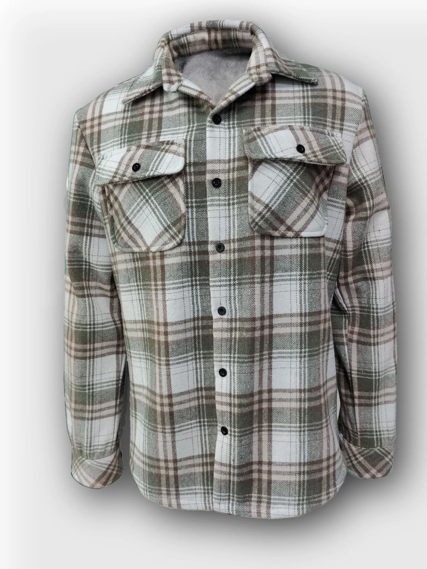 

Мужская осенне-зимняя теплая рубашка с длинными рукавами и повседневным клетчатым узором, плотный флис, утолщенная верхняя одежда с рюшами для мужчин