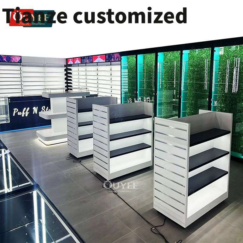 

Customized-Retail Dispensary Furniture Shop Wood Display Cabinet Showcase Cabinet Shop Design Smoke Shop Custom With Gla