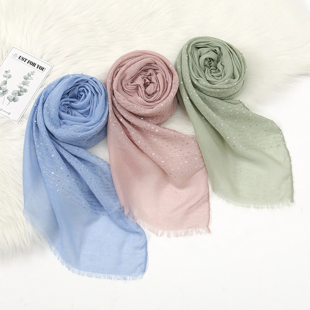 

Fashion Women Fringed Long Scarf Cotton Linen Shawls Wrap Turban Hijab Sequins Scarves Bufandas Pashmina Foulard Turbante Mujer