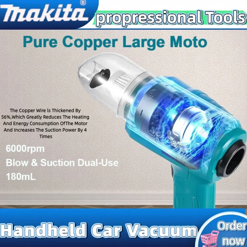 ماكيتا بطارية 18 فولت مكنسة كهربائية صغيرة محمولة باليد وقابلة لإعادة الشحن للسيارة أداة كهربائية متعددة الوظائف