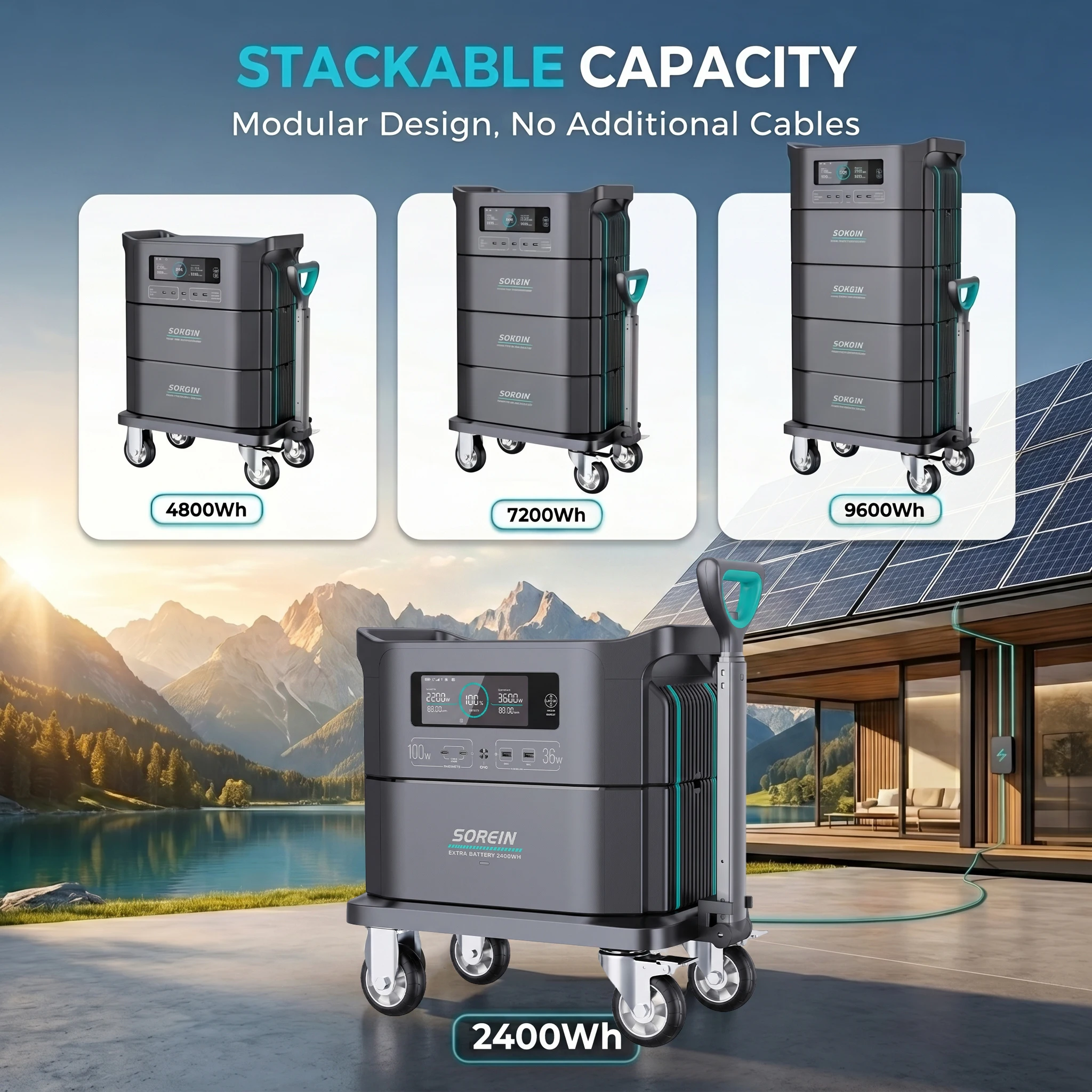 Estação de Energia Portátil Sorein 3000W 3600W 4000W 5KW Tudo em Um, Gerador Solar 3KW 2KW com Gerador Solar