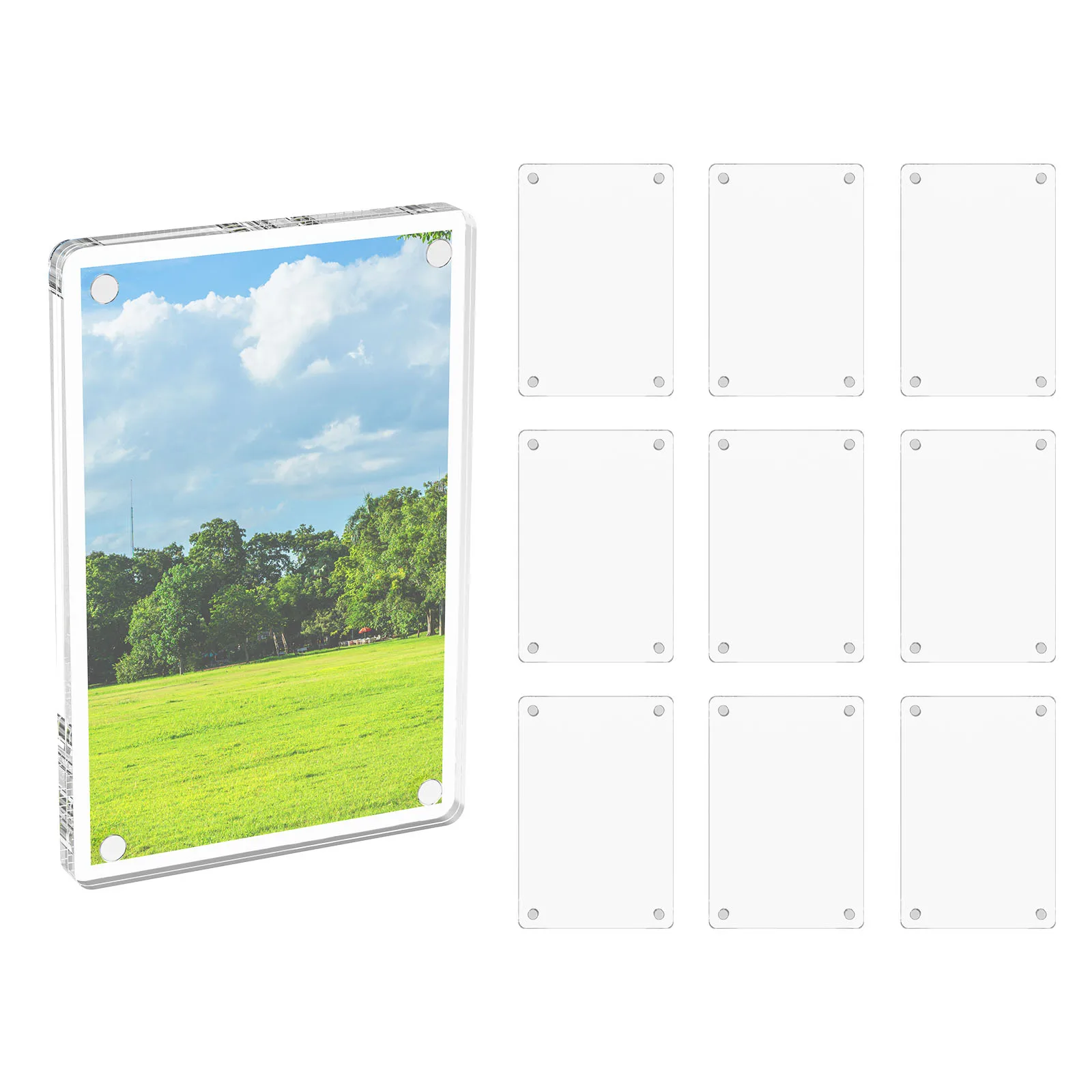 10Pcs Acrylic Magnetic Frame Clear Fridge Magnetic Photo Frames Double Sided Refrigerator Magnet Picture Frames Sign Holder