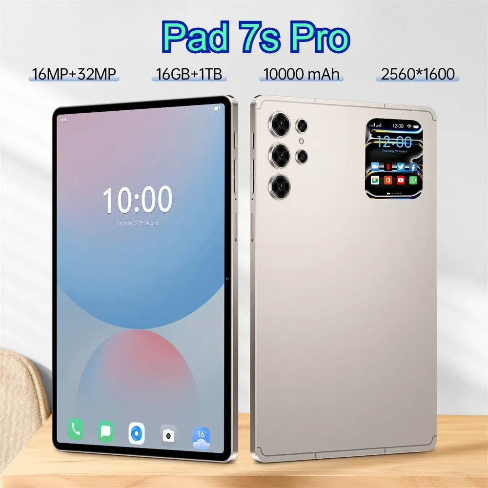 

2025 Новый планшет Pad 7s Pro, 10,1 дюйма, глобальная версия, Android 4G, 5G, двойная SIM-карта, 22 ГБ + 2 ТБ, планшеты, 10000 мАч, планшеты для детей, детская вкладка